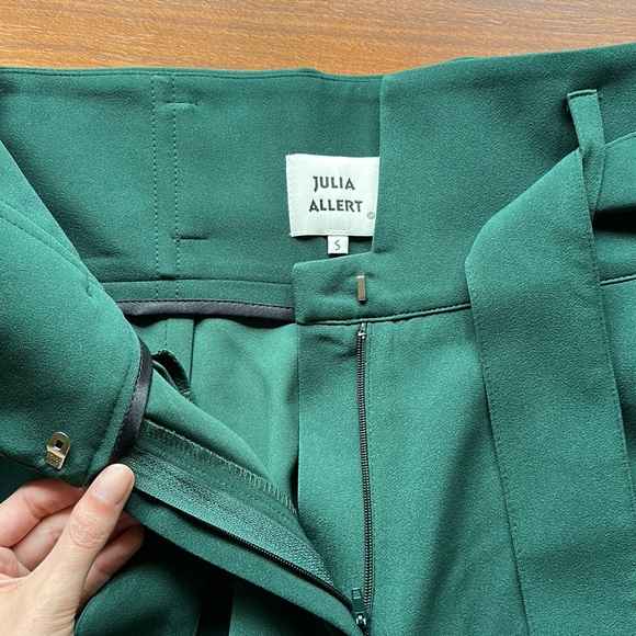 Julia Allert High Waist LONG Dark Green Trousers Pants - Small - Picture 5 of 6